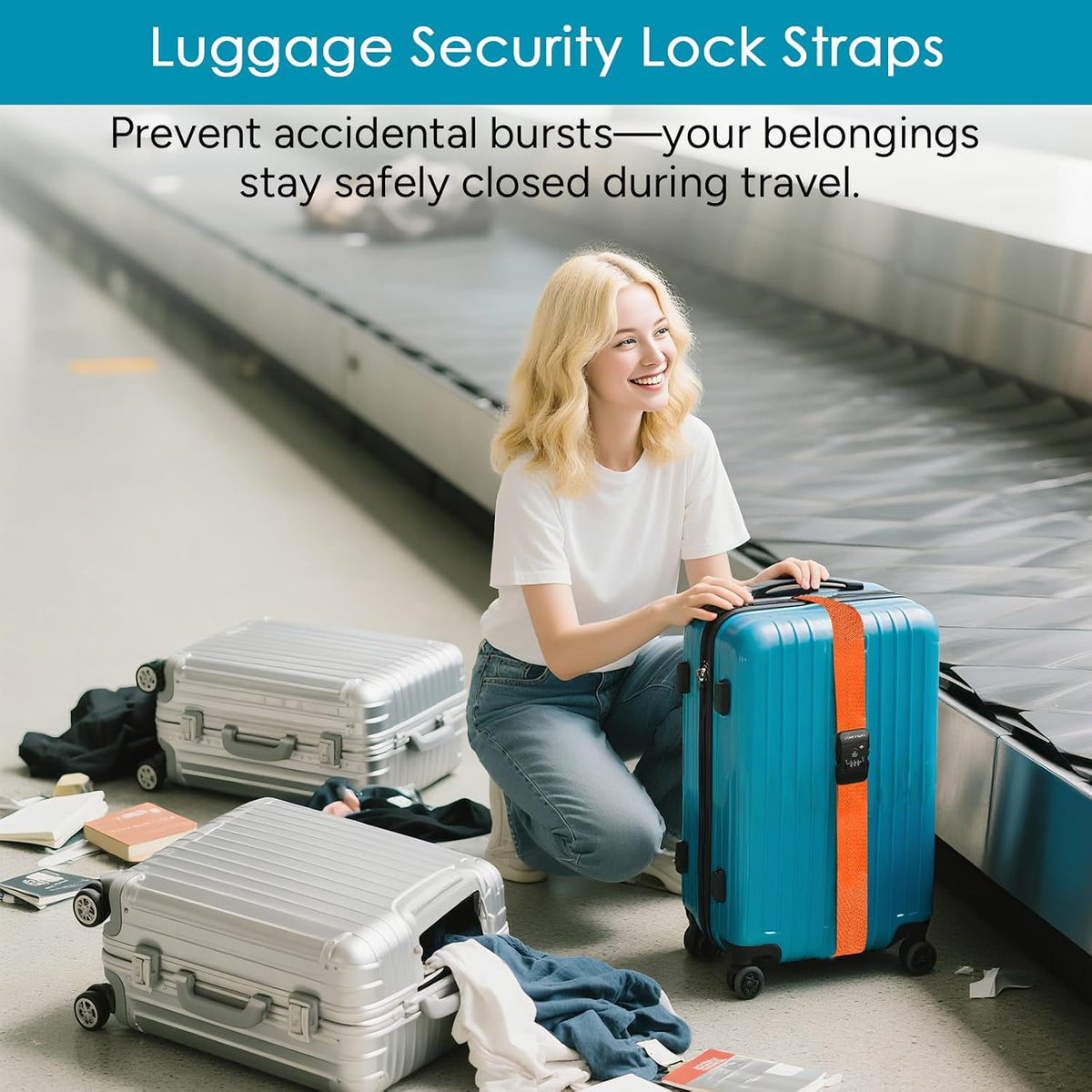 Travel Inspira Heavy Duty Luggage Straps with TSA Lock