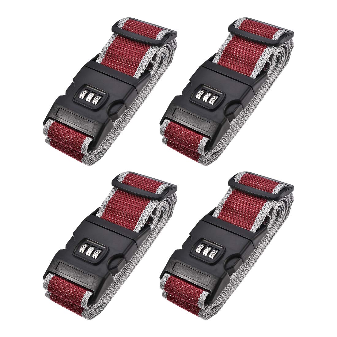 uxcell Luggage Straps Suitcase Belts with Buckle, Combination Lock, 2Mx5cm Adjustable PP Travel Bag Packing Accessories, Orange Gray 4Pcs