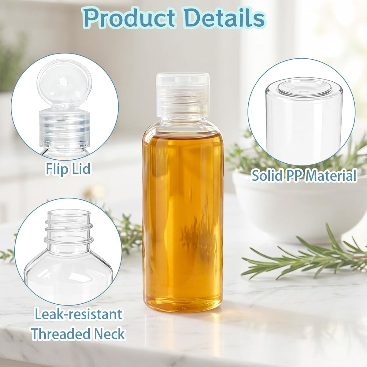 204 Pcs 2 oz Clear Plastic Empty Bottles with Colorless Flip Cap Small Travel Size Shampoo Bottles Transparent Dispenser Container for Liquids Lotion Toiletries