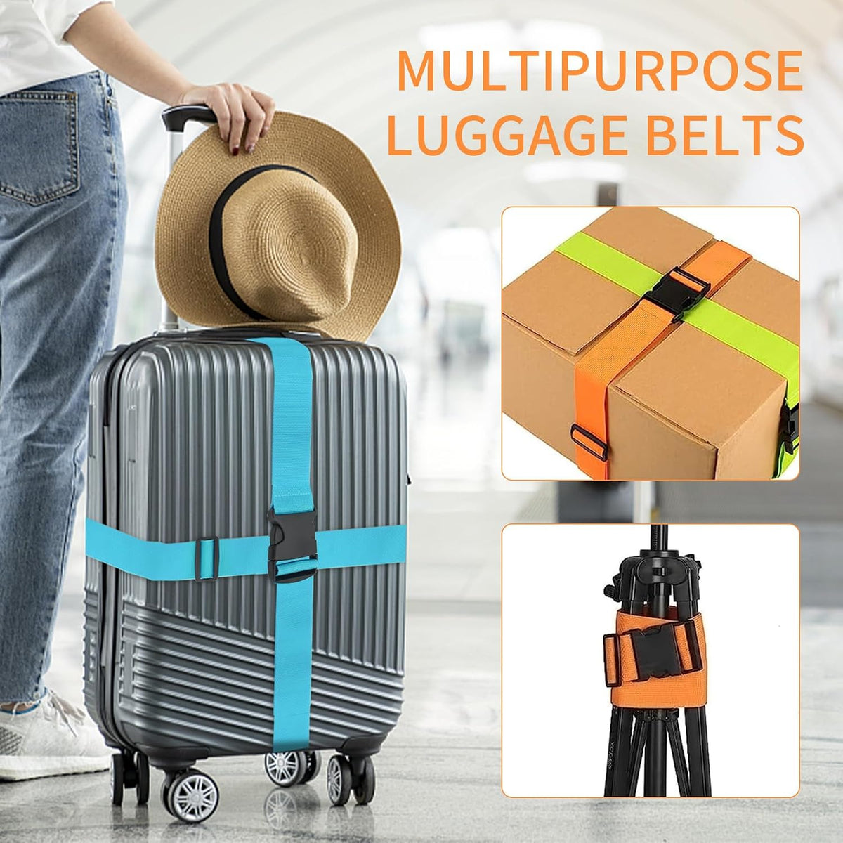 BILIONE Luggage Straps for Suitcases,79" Long Adjustable Luggage Belts
