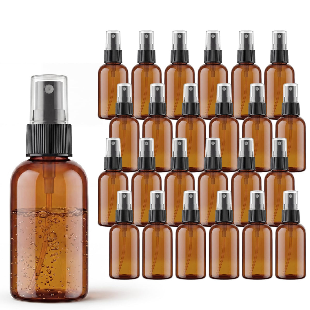 2 oz Amber Small Spray Bottle, Empty Spray Bottles plastic spray bottles Fine Mist Spray for Hair, Travel, Plants, Cleaning Solutions and Skin Care (24)
