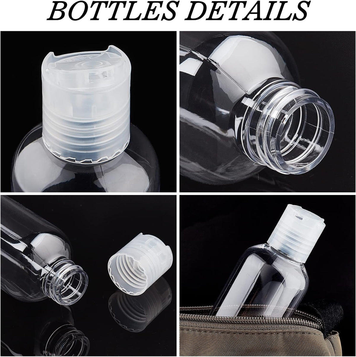 BENECREAT 8 Pack 6.7oz PET Plastic Bottles, Clear Refillable Travel Bottles with Press Disc Flip Cap for Shampoo, Conditioner, Lotion, Cream, Cosmetics & DIY Projects