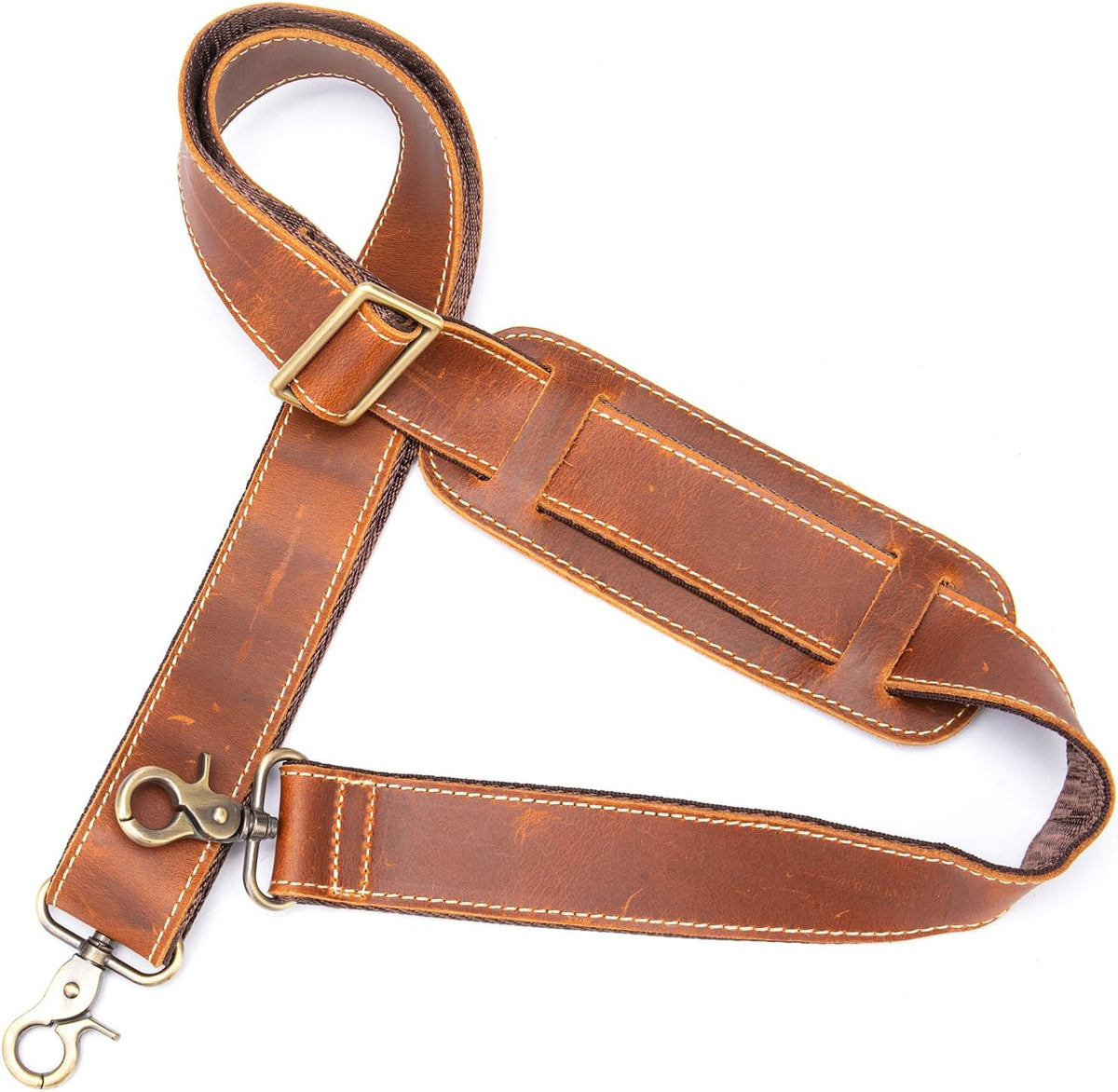 NIUCUNZH Genuine Leather Shoulder Strap, Bag Strap Replacement, 60 inches Long, Adjustable with Comfortable Pad
