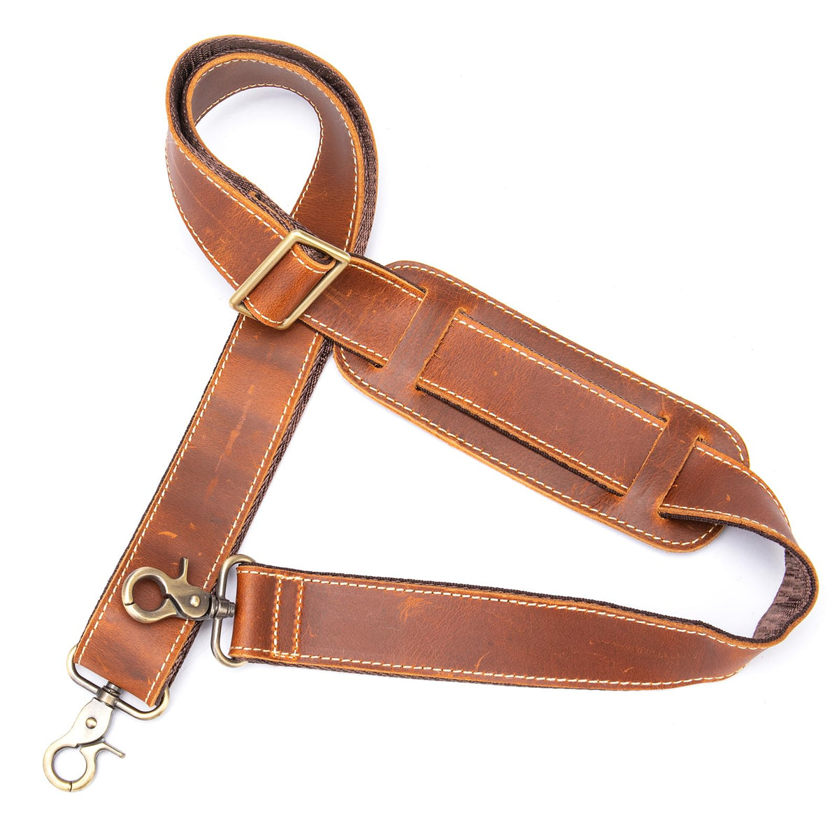 NIUCUNZH Genuine Leather Shoulder Strap, Bag Strap Replacement, 60 inches Long, Adjustable with Comfortable Pad