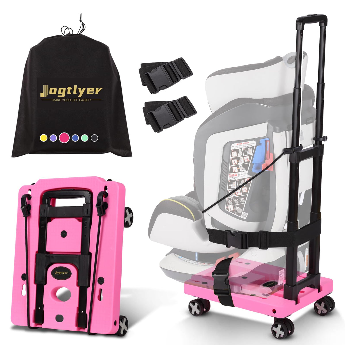 Portable Car Seat Dolly for Airport,Foldable Travel Hand Truck