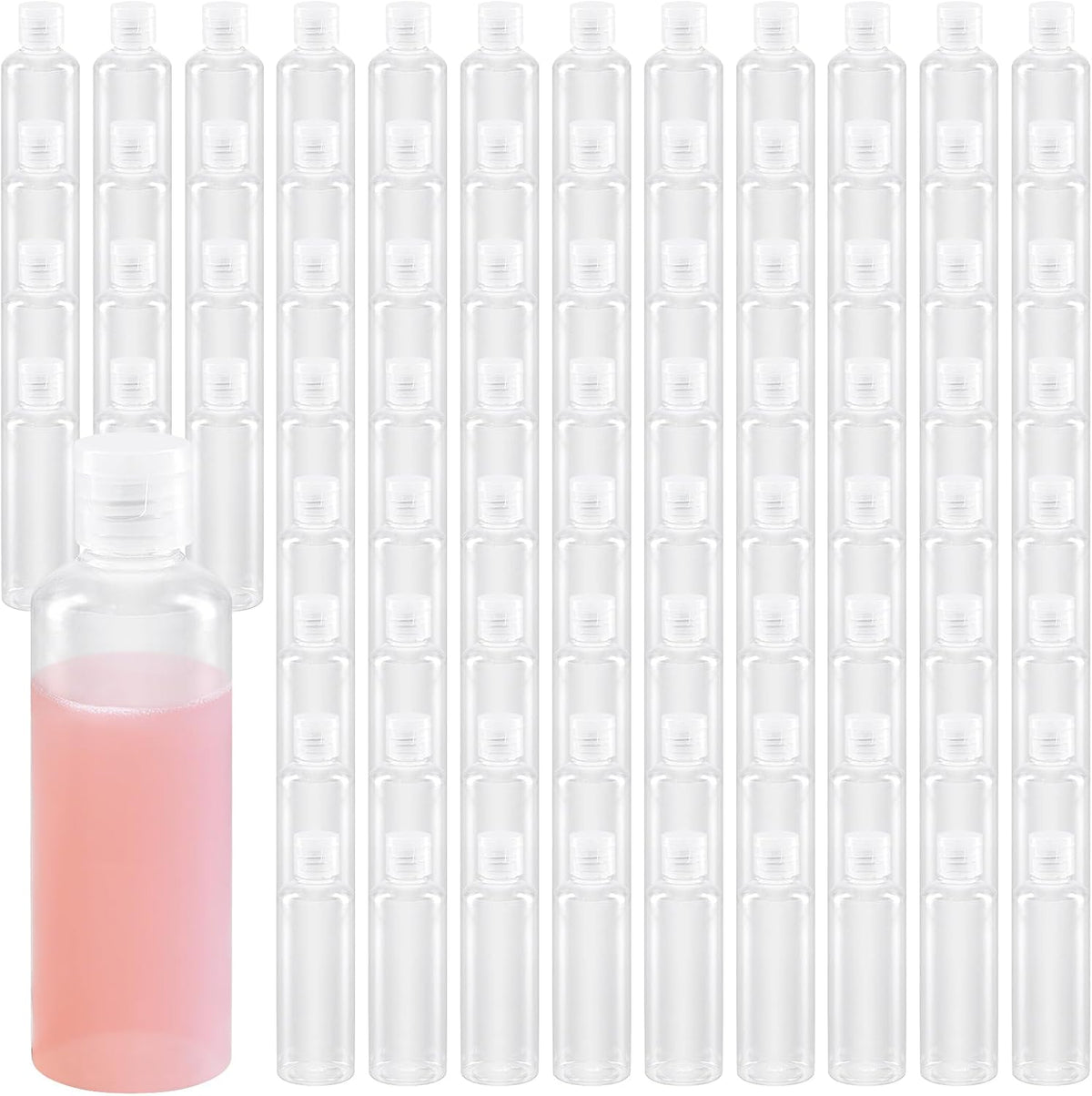 120PCS 2 Oz Clear Plastic Empty Bottles, Plastic Squeeze Bottle with Flip Cap, Refillable Portable Travel Size Bottles Bulk for Shampoo, Lotions, Liquid Body Soap