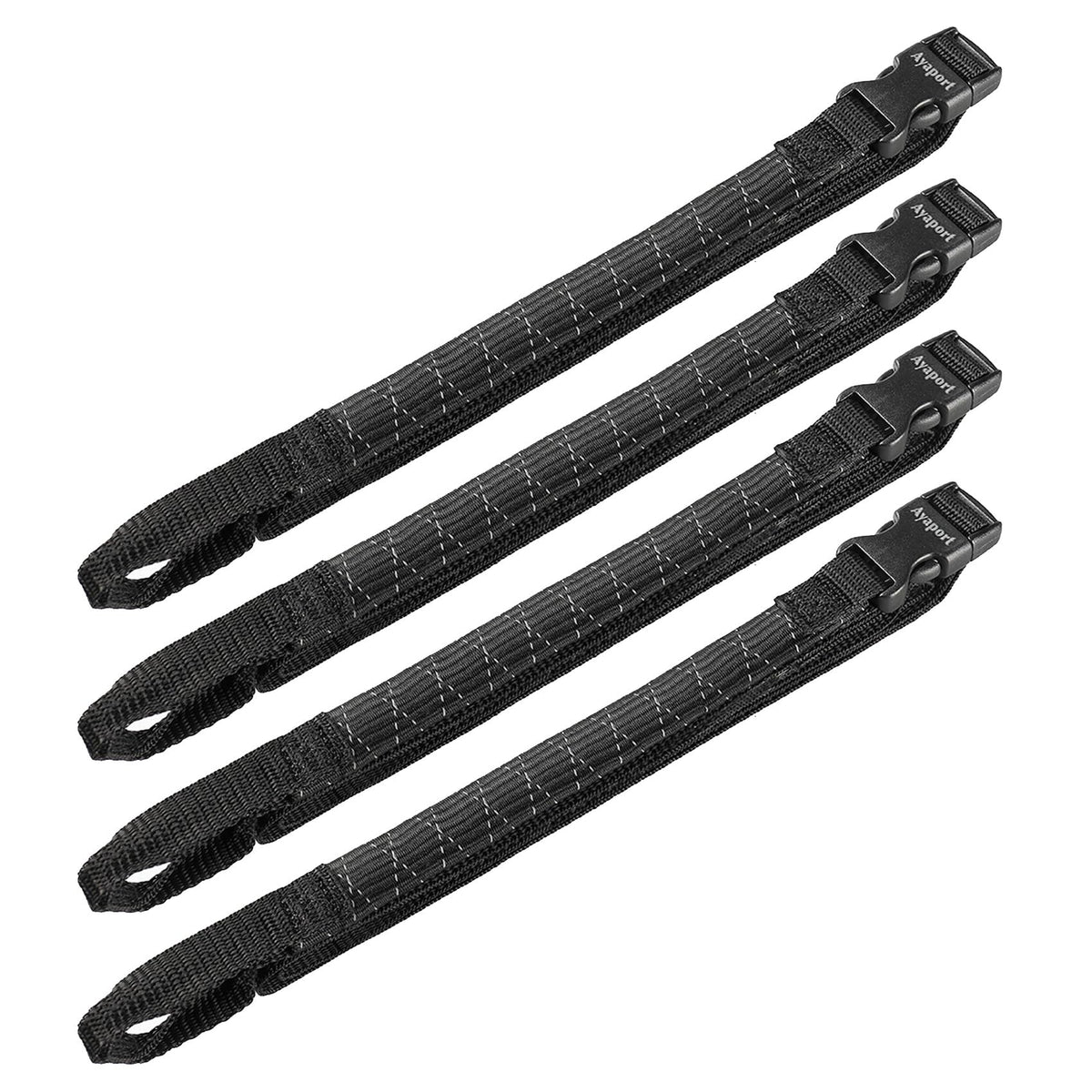 Ayaport Motorcycle Luggage Straps Adjustable Pack Stretch Straps 18"- 60" Black/Reflective for Securing Loads to Motorcycles/Bikes etc. 4Pack