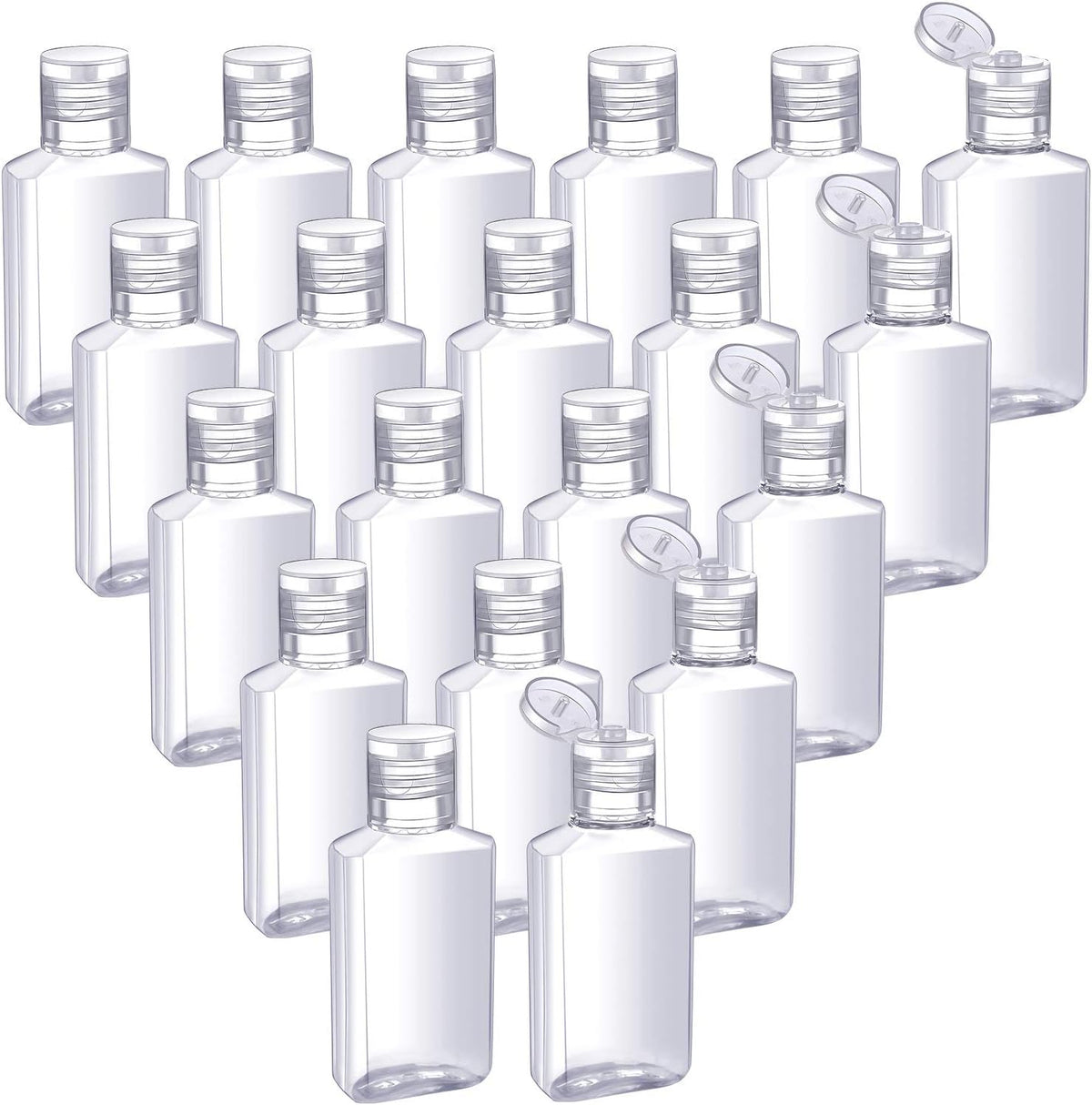 Patelai 50 Pcs Clear Empty Travel Bottles 30 ml/ 1 oz Flip Cap Empty Hand Sanitizer Bottles Container Portable Refillable Flip-top Container for Travel Outdoor Camping Business Trip