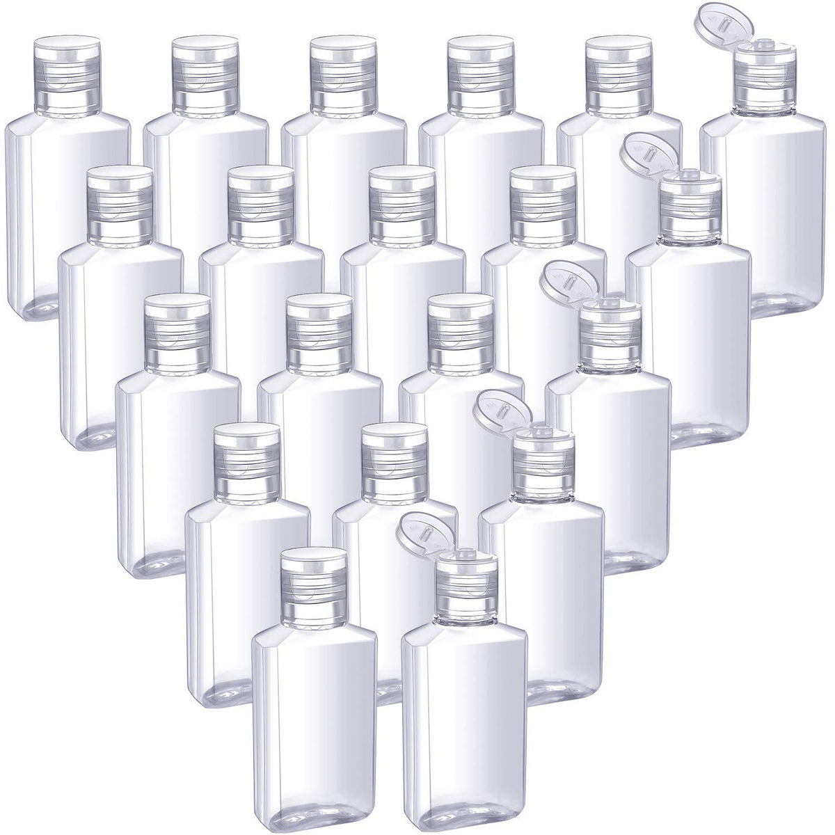 Patelai 50 Pcs Clear Empty Travel Bottles 30 ml/ 1 oz Flip Cap Empty Hand Sanitizer Bottles Container Portable Refillable Flip-top Container for Travel Outdoor Camping Business Trip