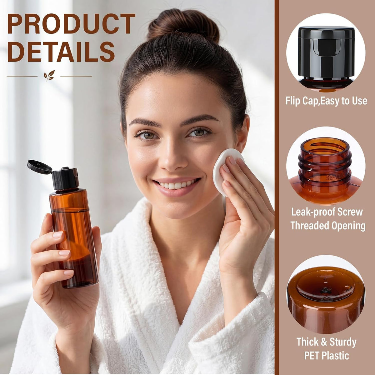 Gisafai 100 Pack Amber Empty Lotion Bottles 3.4oz Squeeze Bottles