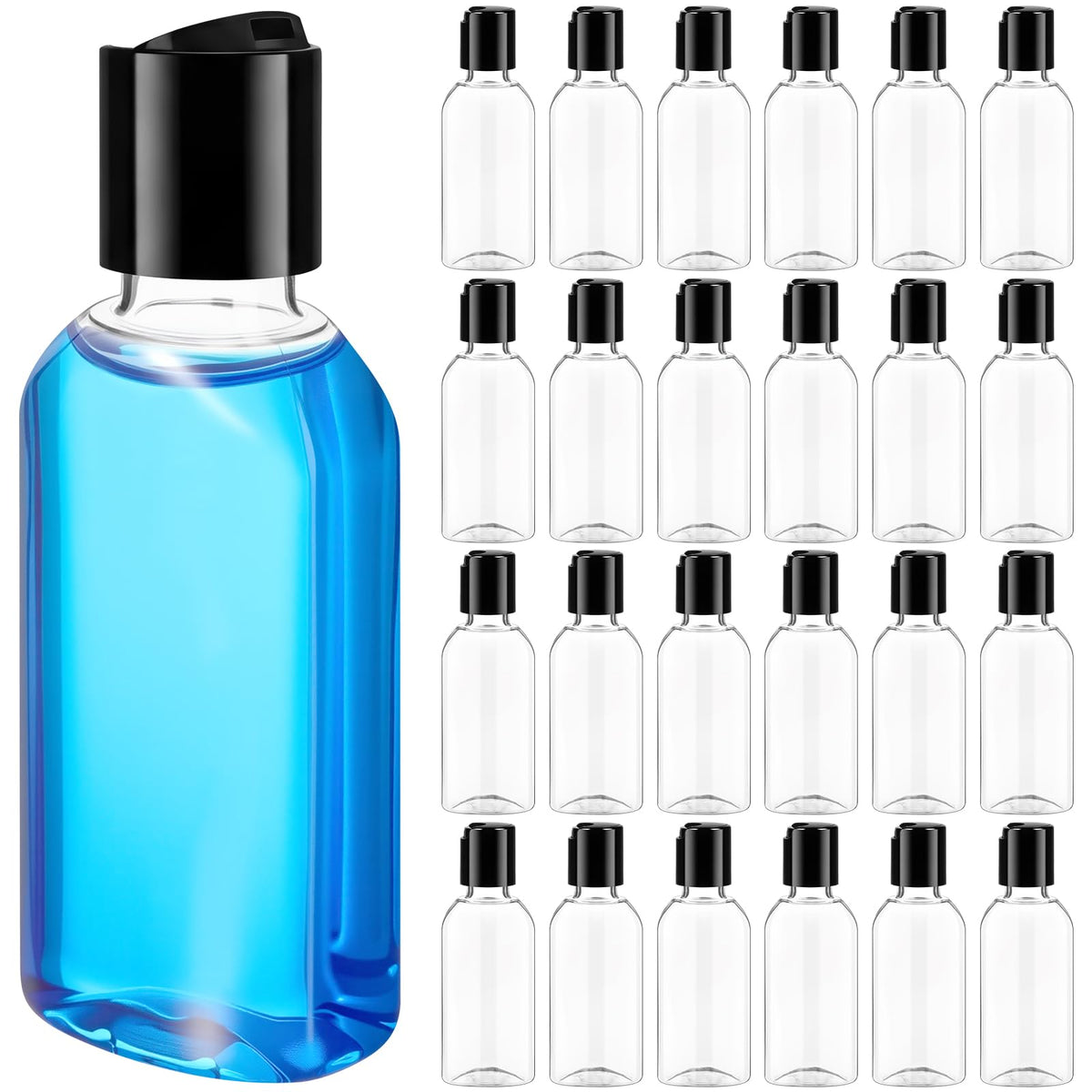 Domensi 24 Pcs Plastic Travel Bottles for Toiletries, 6.8oz, White