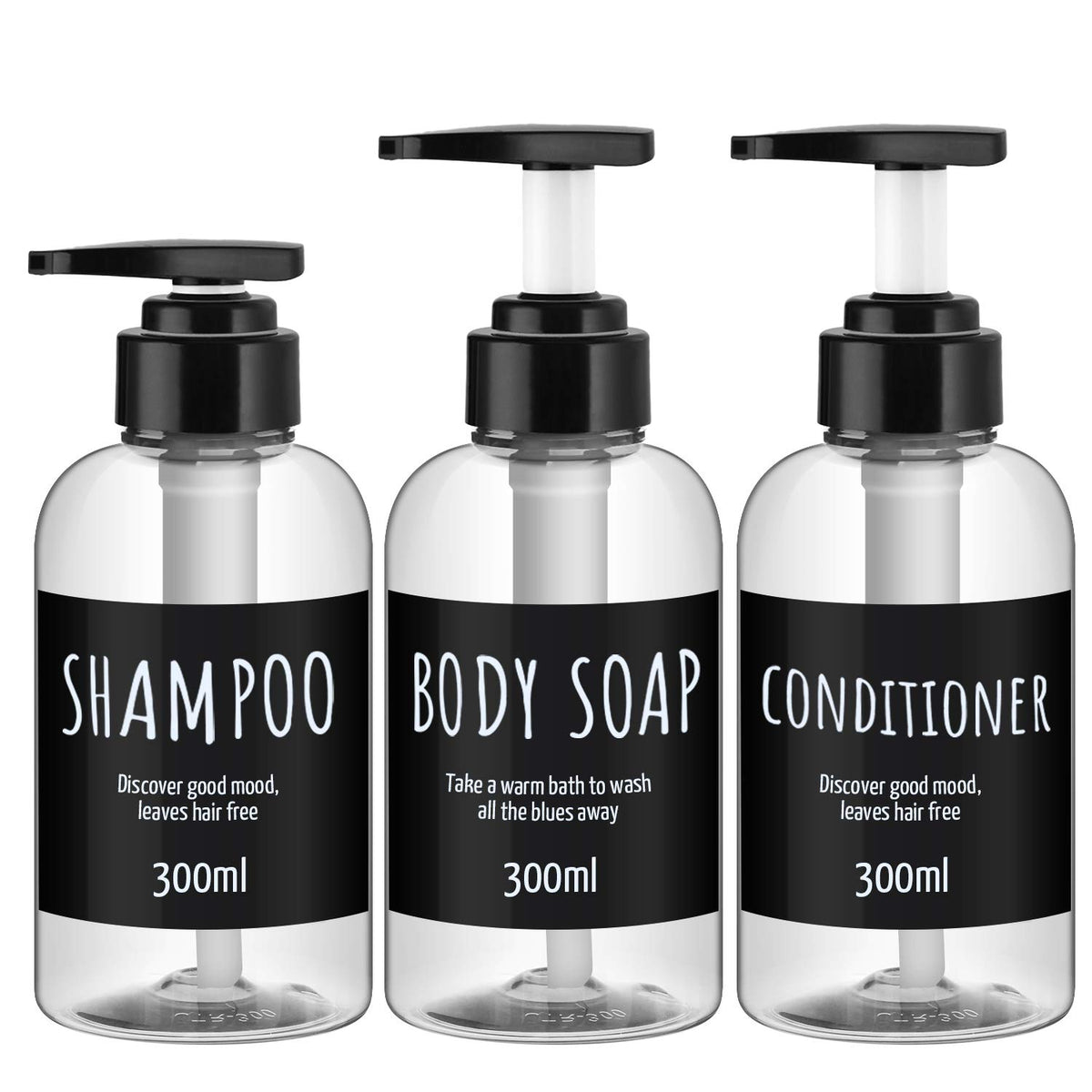 Segbeauty Shampoo and Conditioner Dispensers, 10oz Refillable Pump Bottles for Shower 300ml Body Wash Shampoo Dispenser 3 Packs Empty Plastic Press Bathroom Liquid Body Soap Gel Lotion Dispenser Blue
