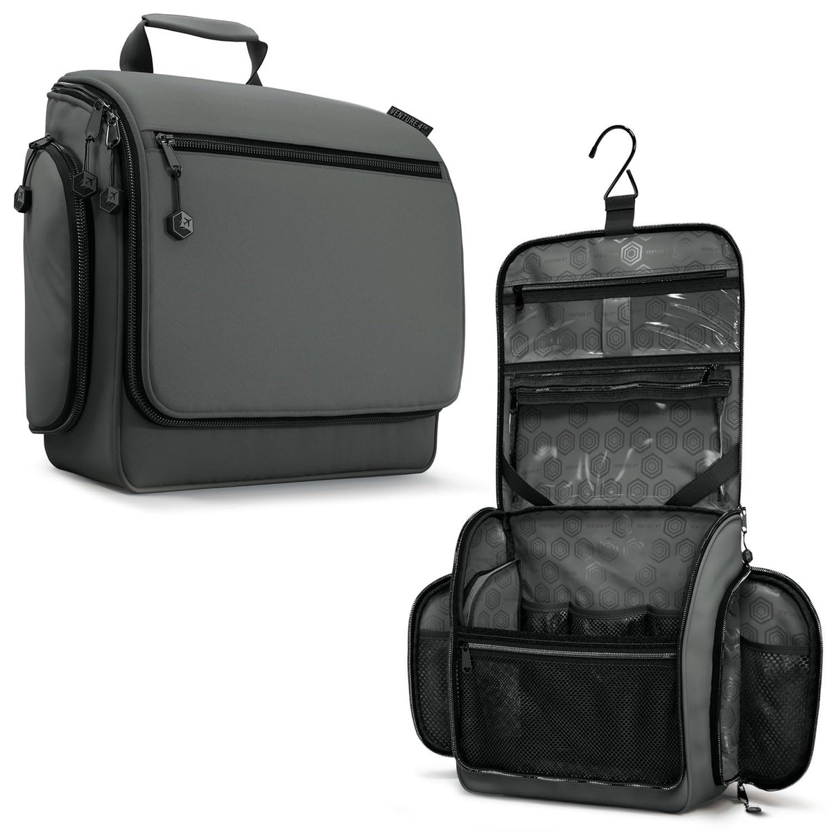 VENTURE 4TH Hanging Travel Toiletry Bag, 18 Compartments - Dark Green