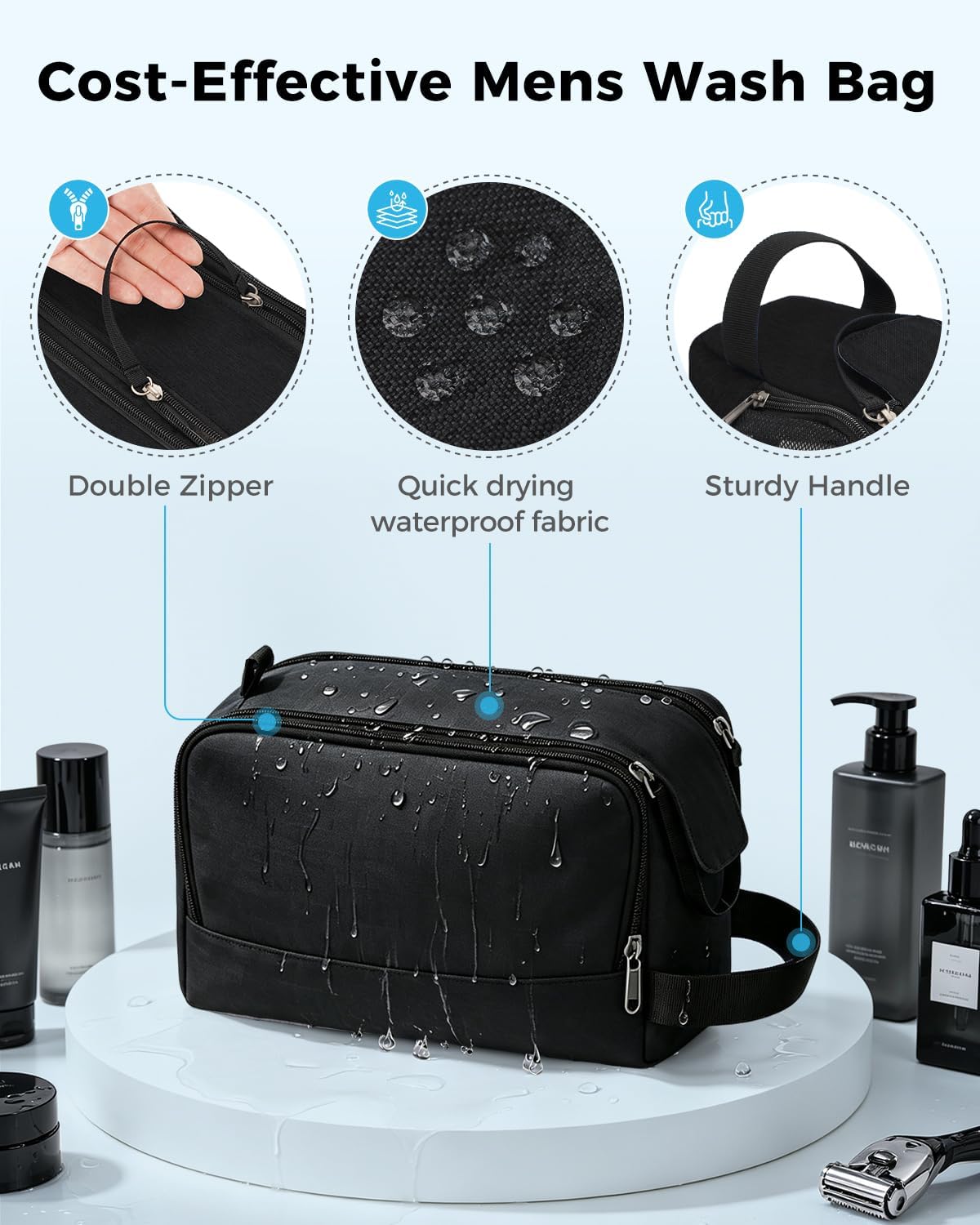 WANDF Travel Toiletry Bag for Men, Dopp Kit for Toiletries