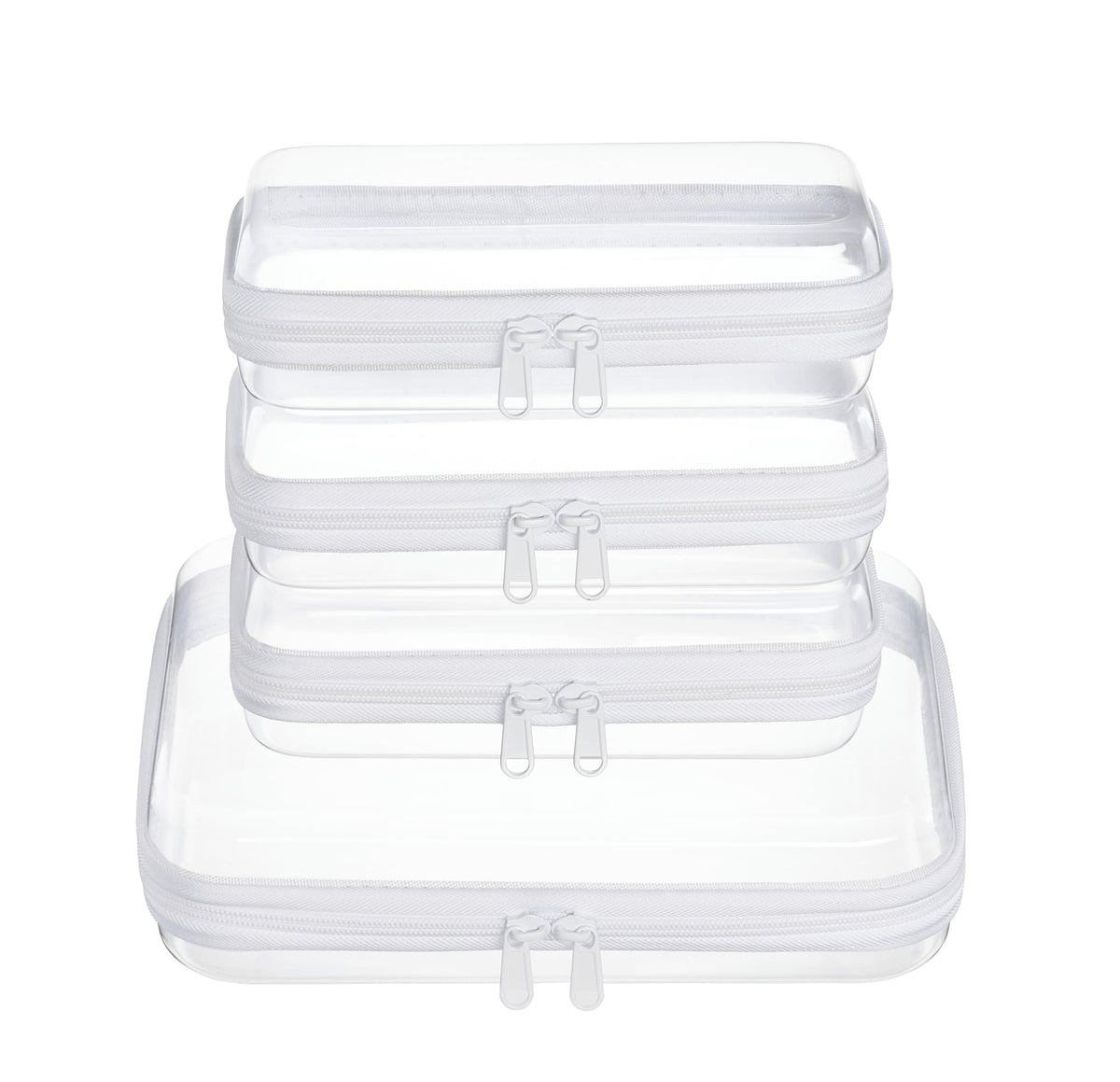 Clear Zipper Pouches, Hard Shell Zipper Case (M+3S)