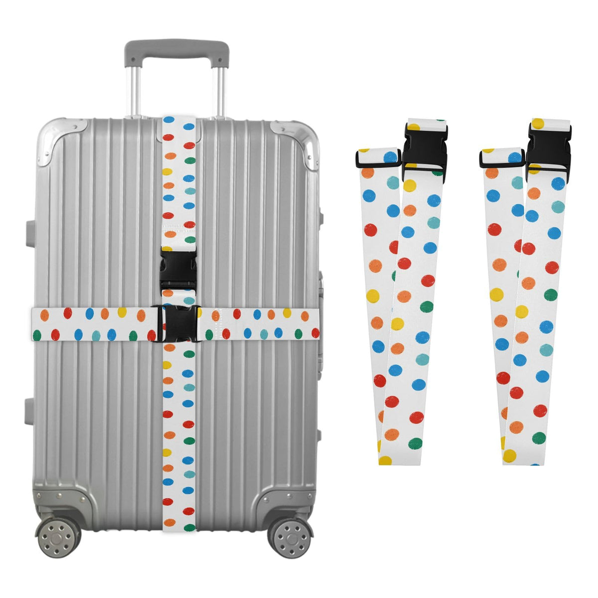 Red White Polka Dot Luggage Straps for Suitcases Luggage Belt Suitcase Strap with Buckles Packing Travel Adjustable 2 Pack