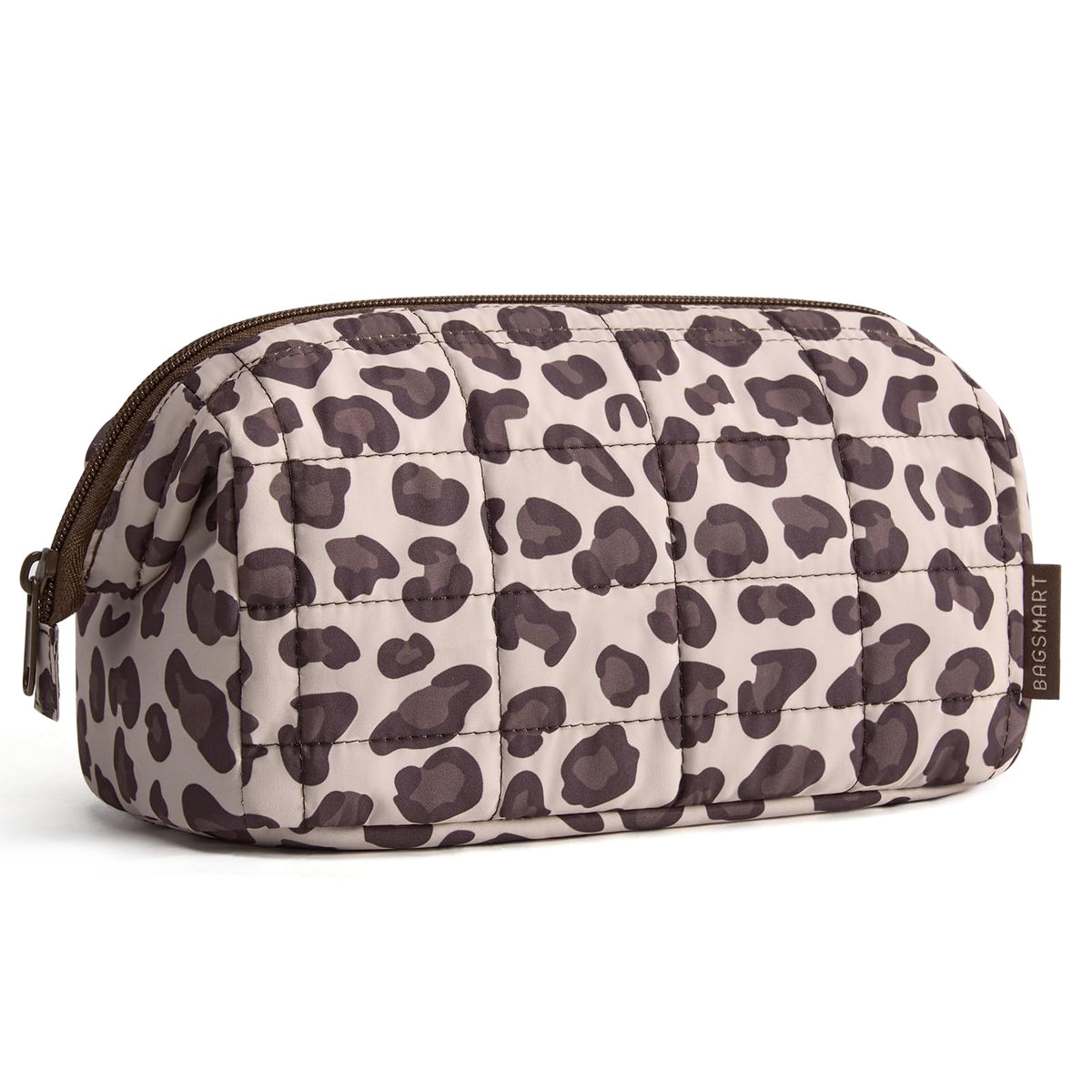 BAGSMART Makeup Bag Travel Toiletry Bag, Wide-open Zipper Pouch, Greige
