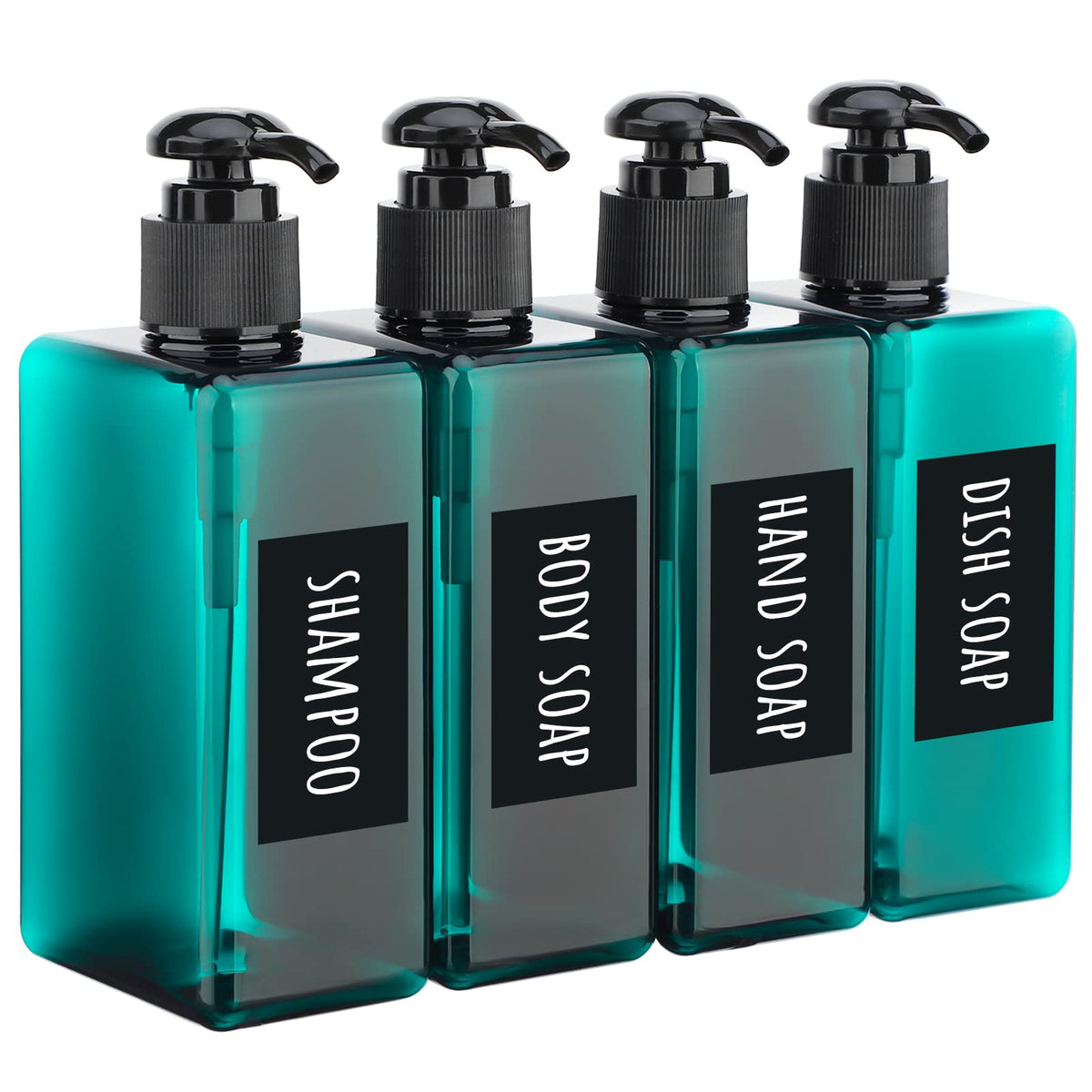 Segbeauty Shampoo Bottles, 3pcs 16.9oz Empty Refillable Pump Dispenser with Labels, 500ml Plastic Reusable Press Lotion Containers for Bathroom Hotel Liquid Soap Body Wash Hand Soap Conditioner Clear