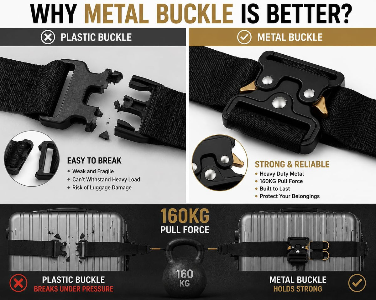 Metal Buckle Heavy Duty Luggage Straps, 2 Pack 10ft x 2in Tie Down Straps