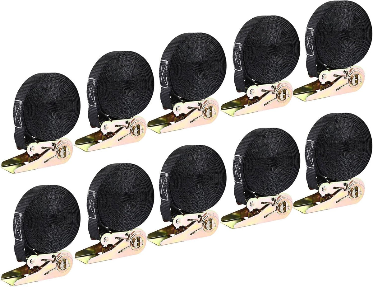 LIFERUN 10-Pack 1 in x 20 ft Endless Ratchet Straps, 1760 lb, Black