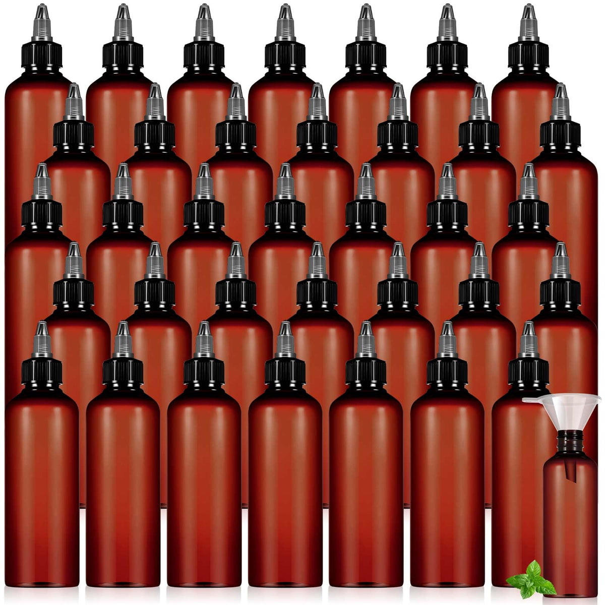 Barydat 24 Pcs 3 oz Squeeze Applicator Bottles for Hair Oiling, Amber