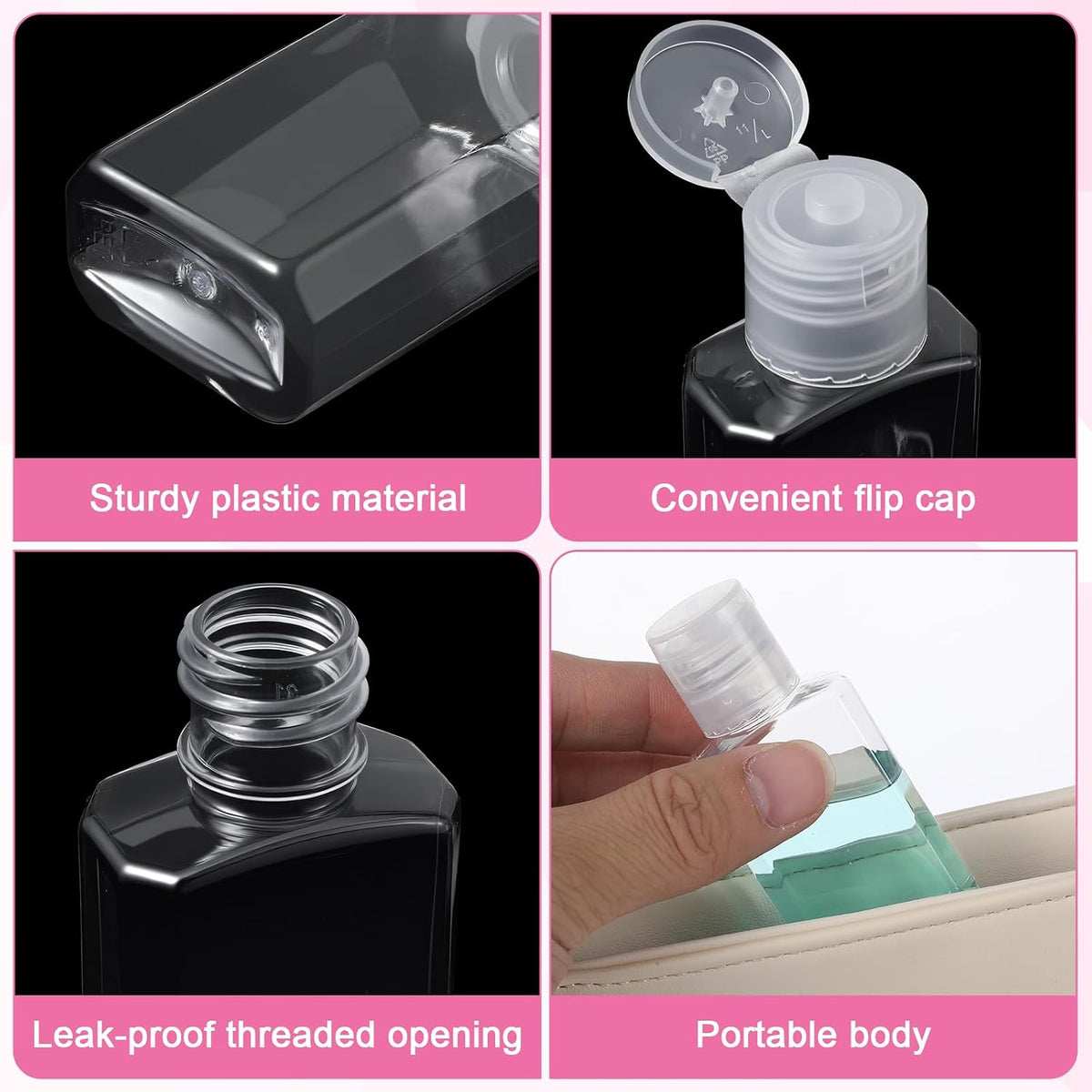 100 Pcs 30 ml/1 oz Travel Bottles with 10 Funnels, Mini Clear Plastic Empty Bottle with Flip Cap Portable Refillable Containers for Shampoo, Shower Gel, Lotion, Emulsion, Foundation
