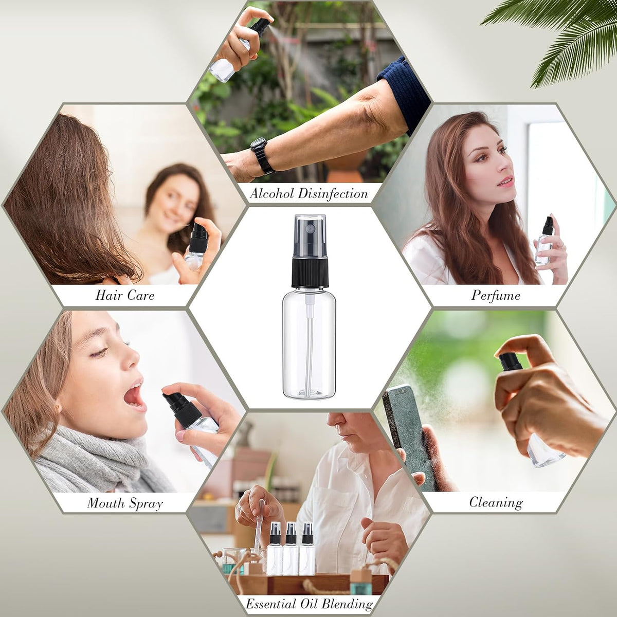 Maxcheck 200 Pcs Mini Clear Spray Bottles 1 oz Plastic Empty Travel Bottle Fine Mist Small Spray Containers with 5 Pcs Funnels Refillable Liquid Travel Container for Perfume Skin Toner (Black)