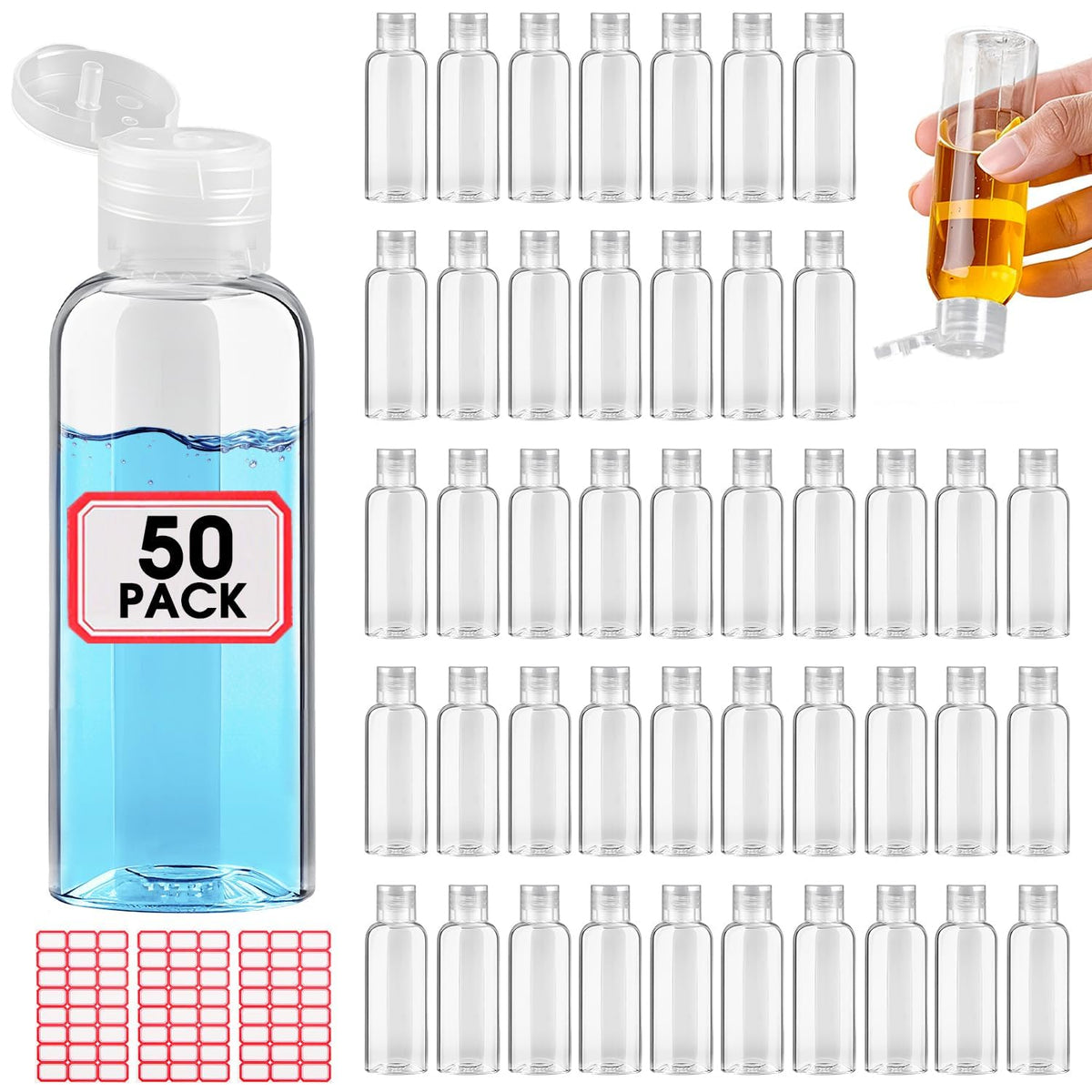 100pcs Empty 3.4 oz Travel Bottles with Flip Cap for Liquids Lotion