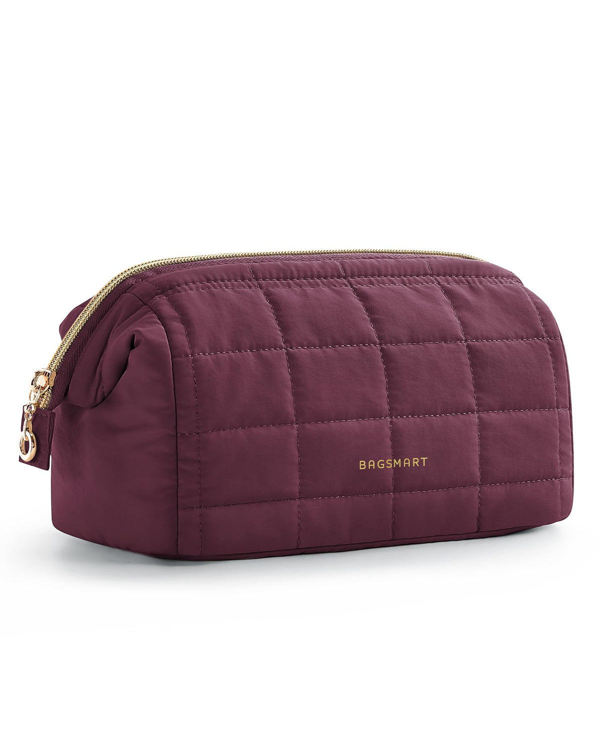 BAGSMART Makeup Bag Travel Toiletry Bag, Wide-open Zipper Pouch, Greige
