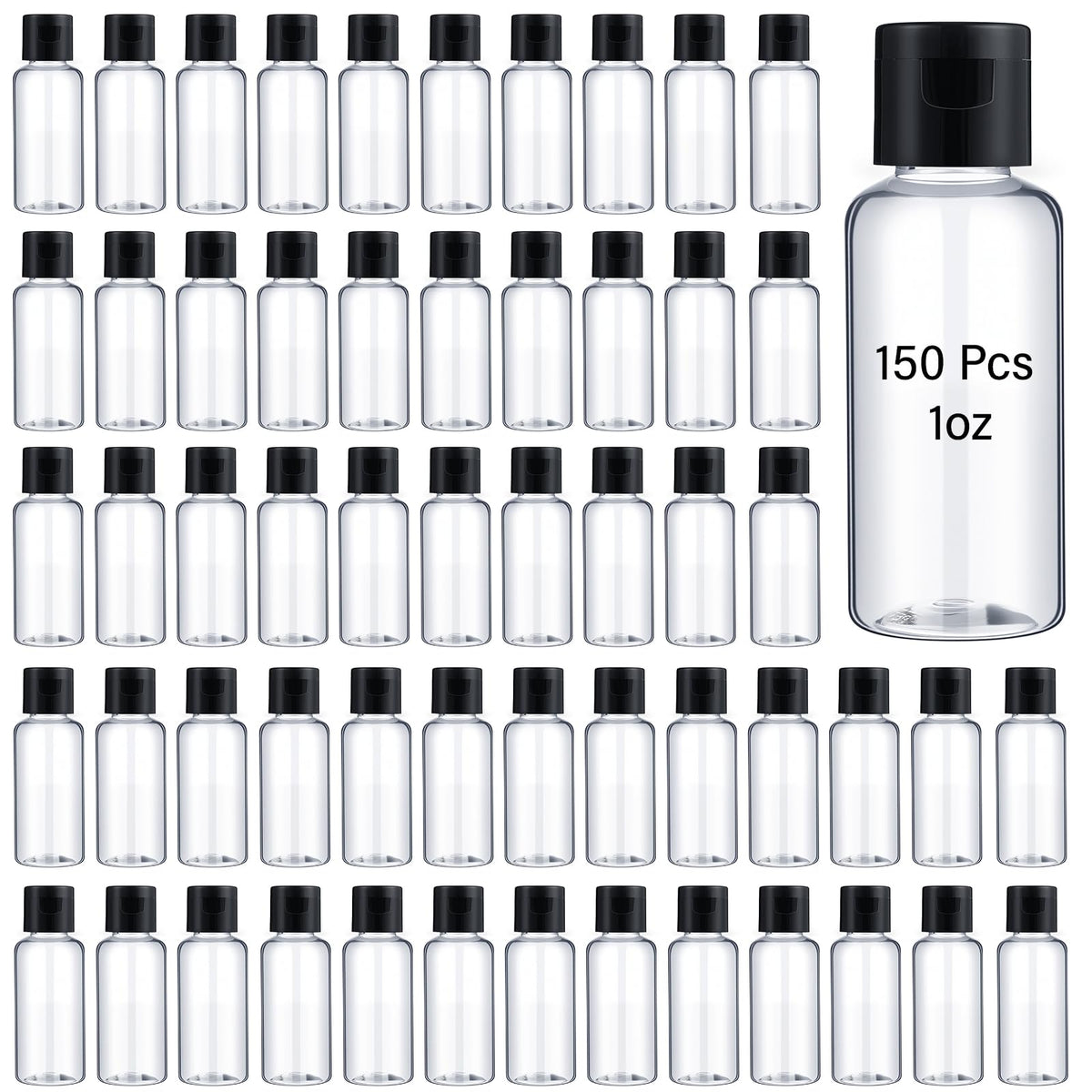 Mimorou 150 Pcs 2oz Travel Bottles Bulk Square Bottle for Toiletries