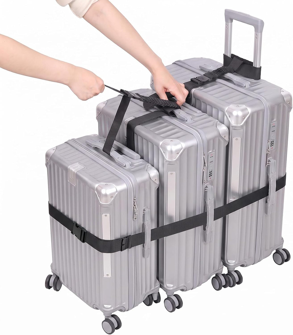 Vigorport Luggage Straps, Stretchable Luggage Connector Strap for Suitcase