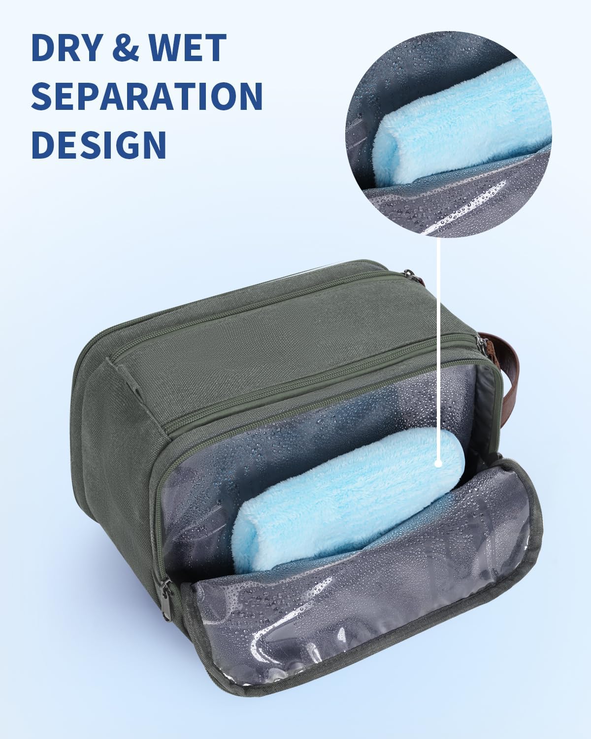WANDF Travel Toiletry Bag for Men, Canvas Shaving Dopp Kit