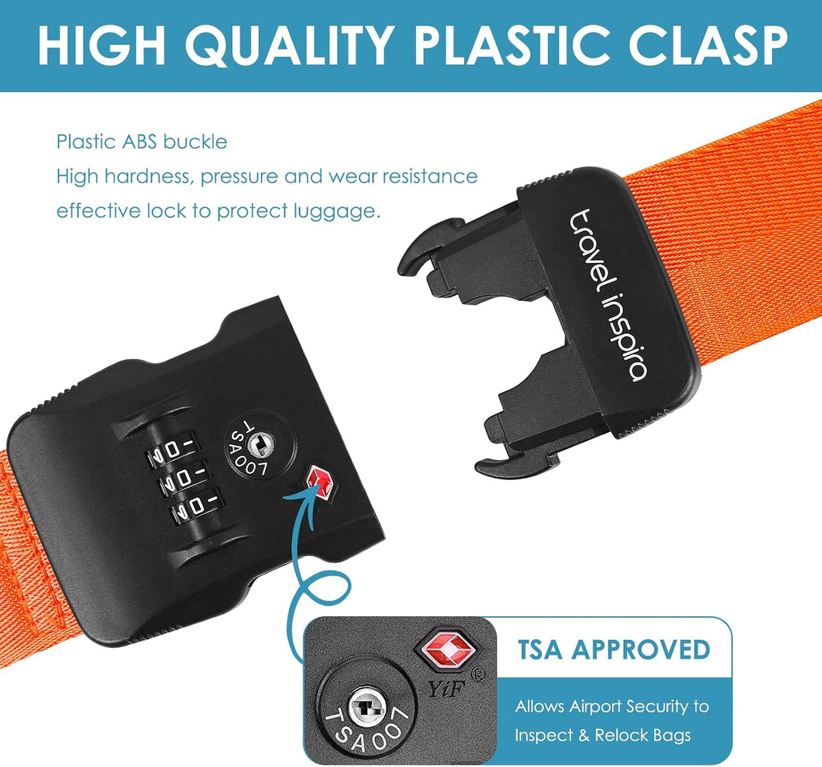 Travel Inspira Heavy Duty Luggage Straps with TSA Lock
