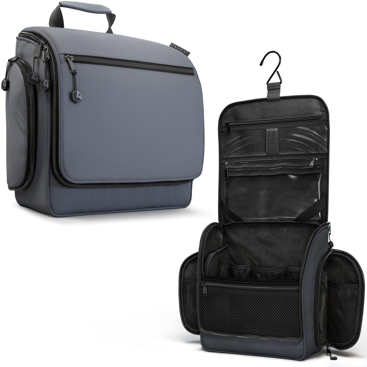 VENTURE 4TH Hanging Travel Toiletry Bag, 18 Compartments - Dark Green