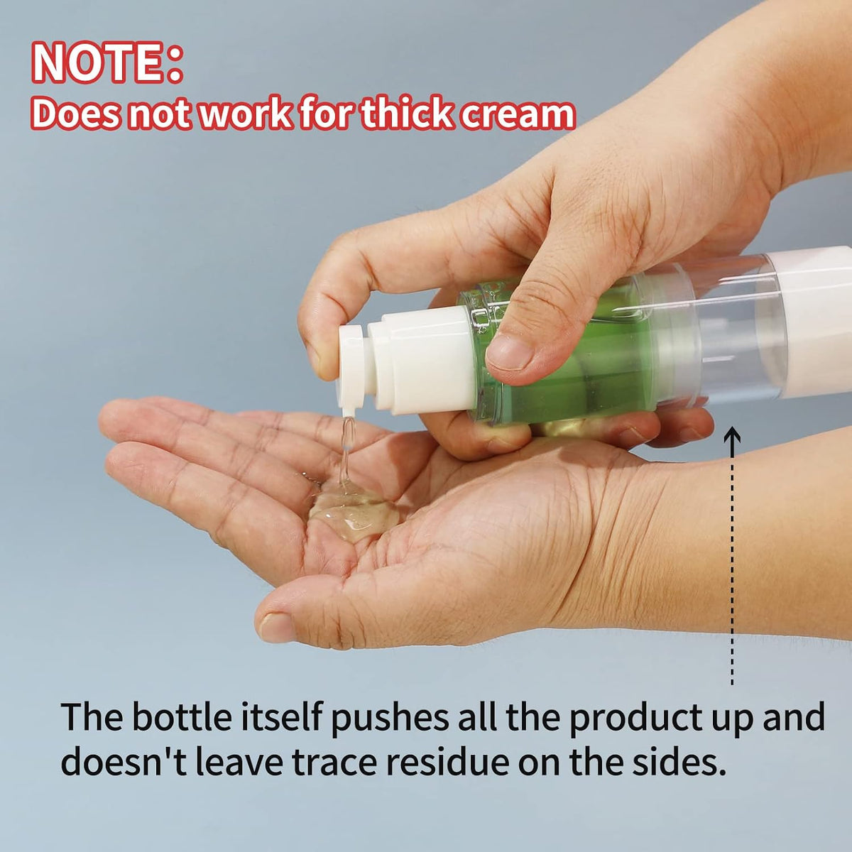 LONGWAY 3.4 Oz 100ml Clear Airless Cosmetic Cream Pump Bottle Travel Size Dispenser Refillable Containers for Shampoo, Foundation, Lotion (Pack of 6)