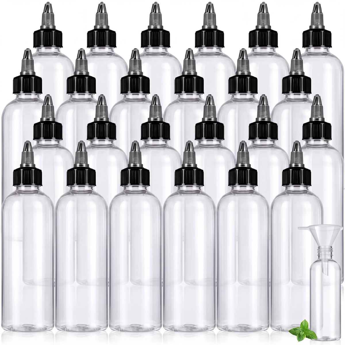 Barydat 24 Pcs 3 oz Squeeze Applicator Bottles for Hair Oiling, Amber