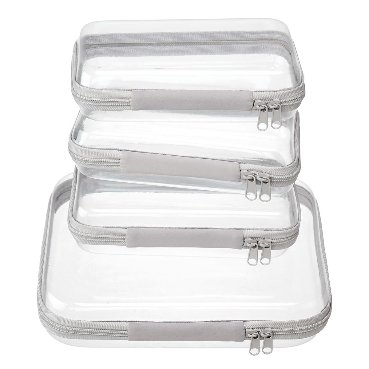 Clear Zipper Pouches, Hard Shell Zipper Case (M+3S)