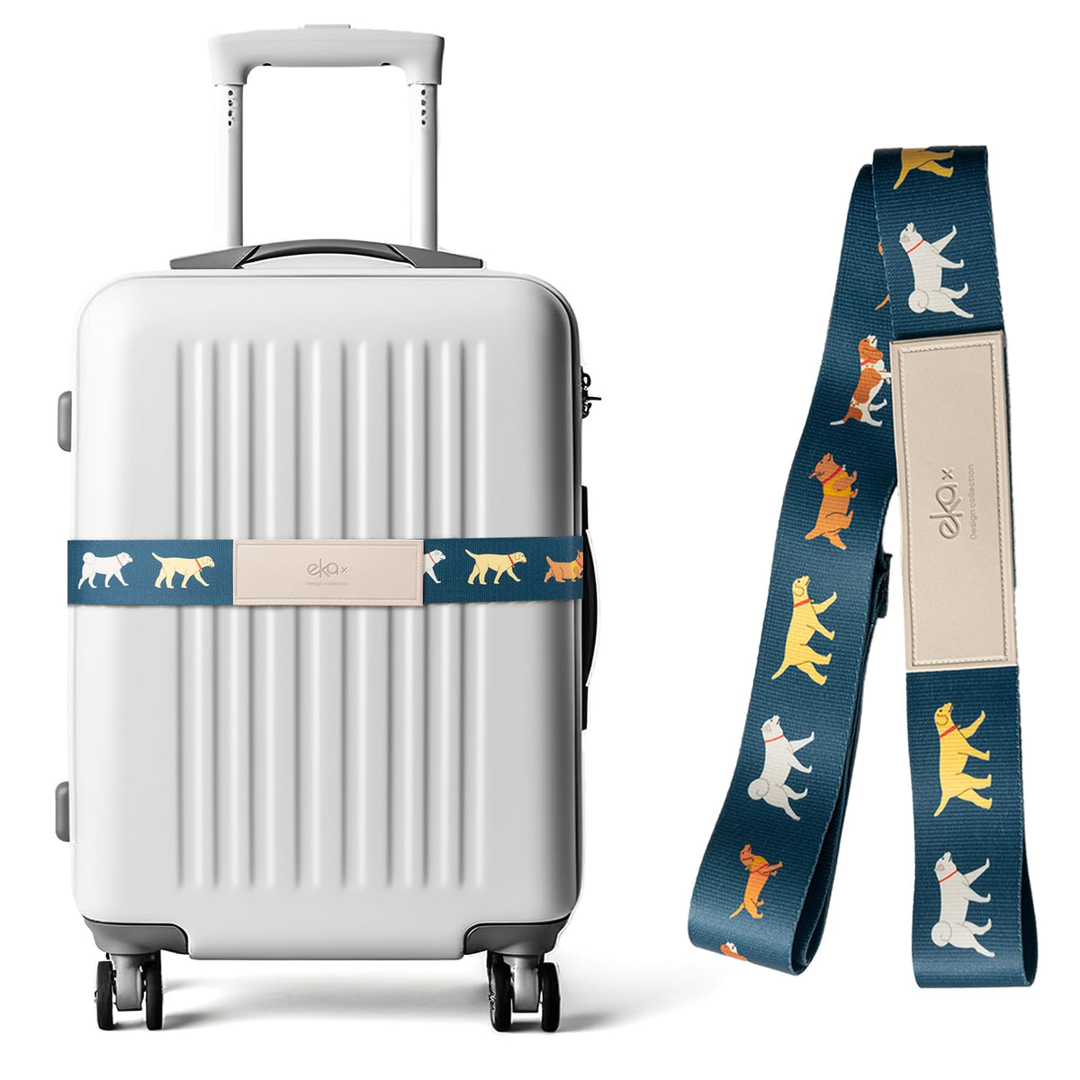 Luggage Straps for Suitcases, Adjustable Luggage Elastic Belt, Travel Essentials for Airport,Station,Vibrant Designs, Puppy