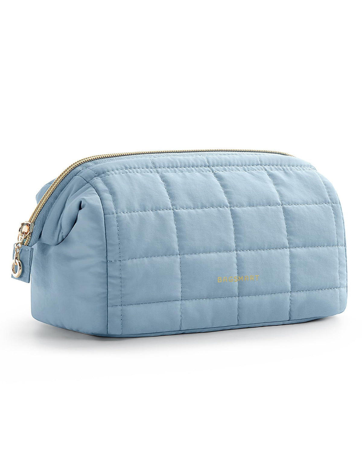 BAGSMART Makeup Bag Travel Toiletry Bag, Wide-open Zipper Pouch, Greige