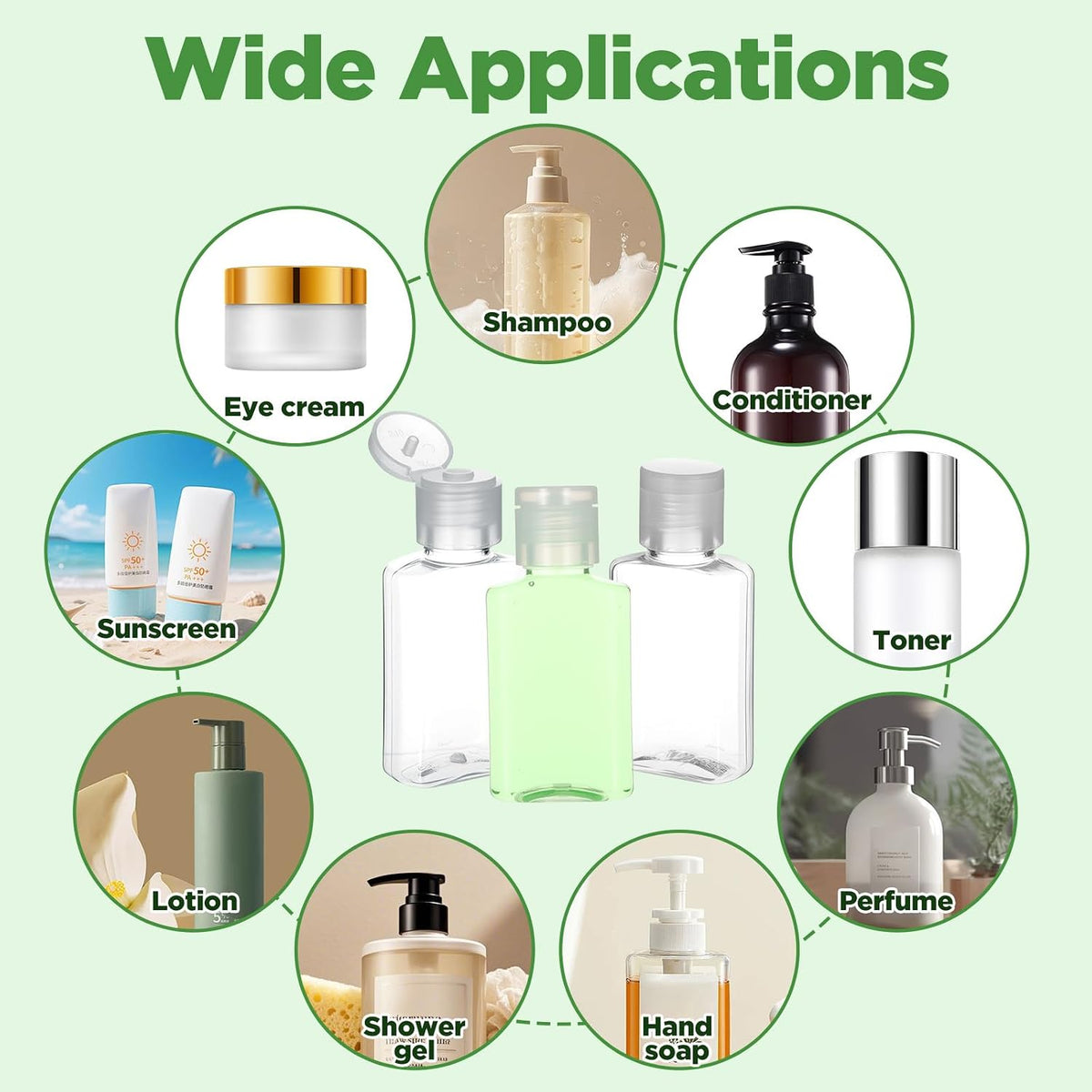 100 Pcs 1 oz Travel Bottles - Clear PET Refillable Containers with Flip Caps, Leak-Proof Mini Bottles for Shampoo, Lotion, Handwashing Fluid & More