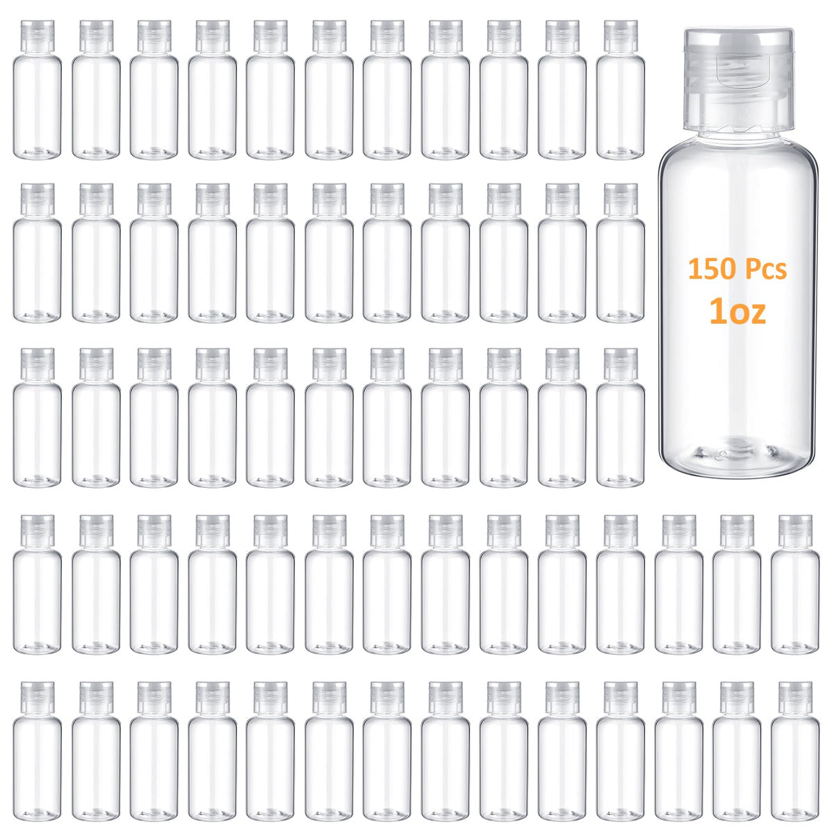 Mimorou 150 Pcs 2oz Travel Bottles Bulk Square Bottle for Toiletries