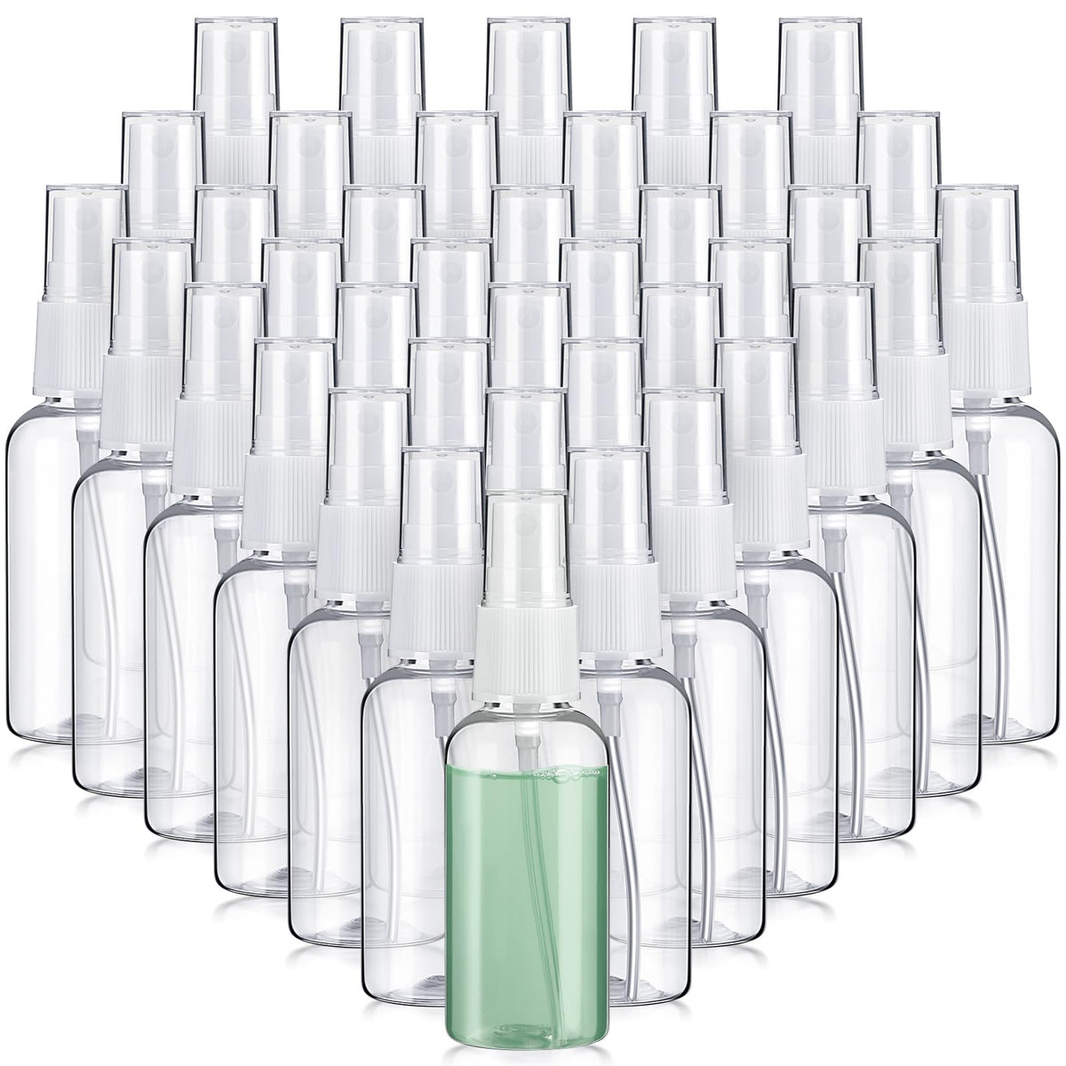 Uiifan 100 Pcs Mini Clear Spray Bottles 1 oz Small Empty Plastic Fine Mist Spray Bottles with Small Funnels for Essential Oils Travel Alcohol Perfumes