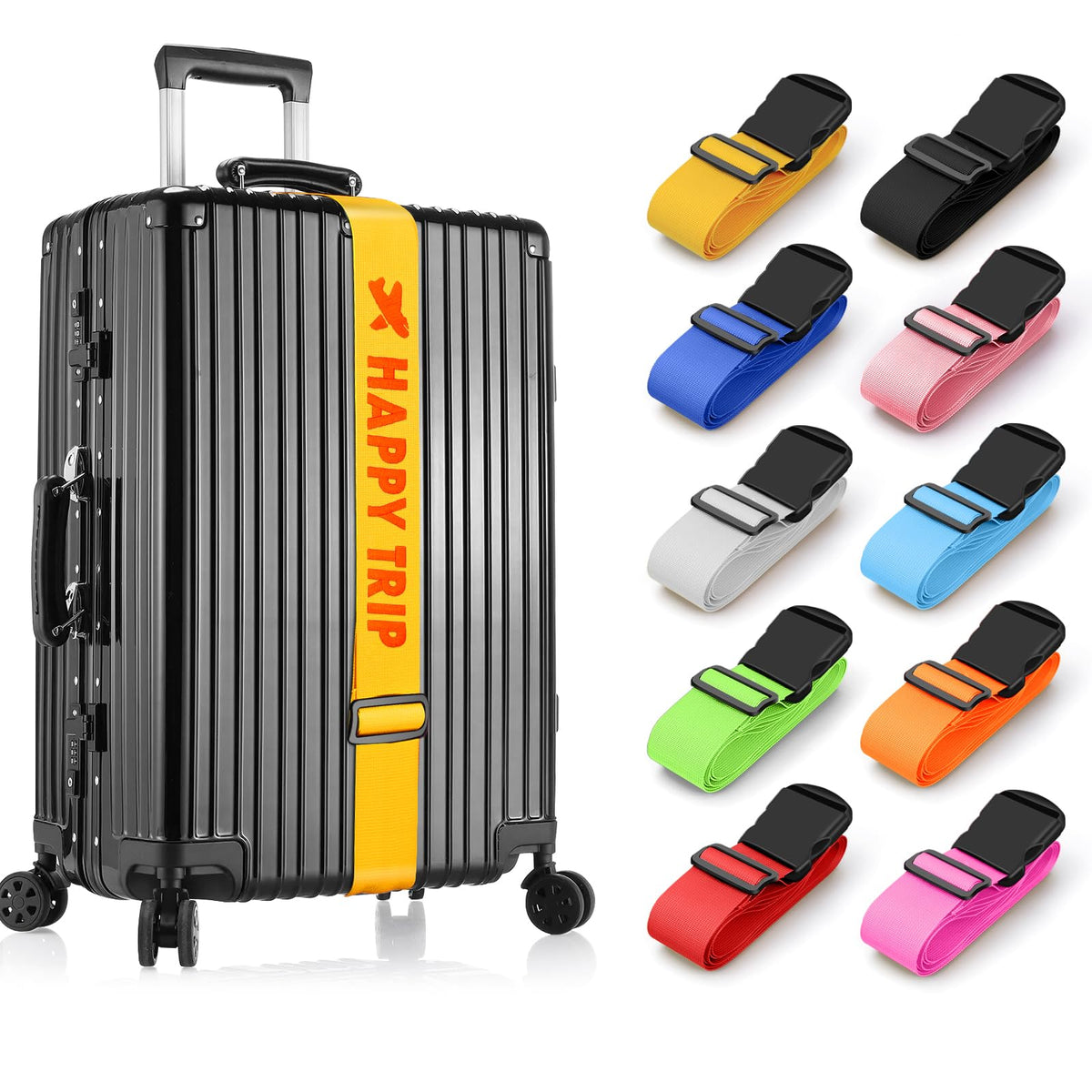Personalised Luggage Straps for Suitcases, 2 Pieces - Custom Luggage Strap with Embroidery Text, Thickened Luggage Belt with Quick Release Buckle, Travel Suitcase Straps, Adjustable Travel Bag Strap