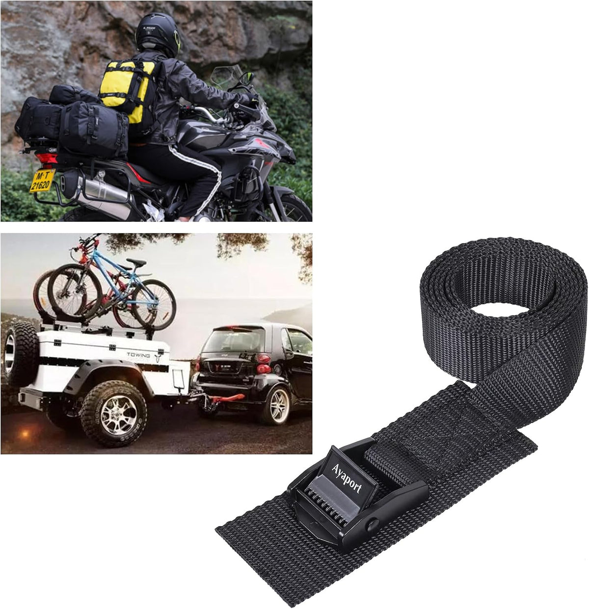 Ayaport Adjustable Lashing Straps with Buckles 1" x 6', 4 Pack