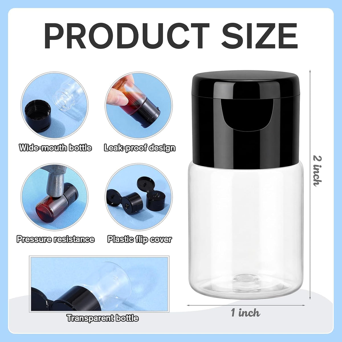 100 Pcs 15 ml/0.5 oz Small Travel Bottles with Flip Cap Leak-proof