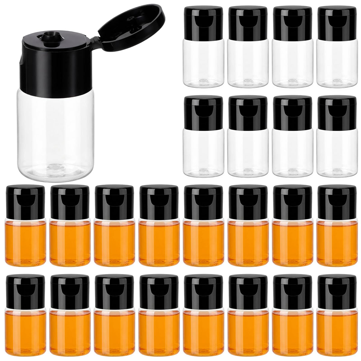 100 Pcs 15 ml/0.5 oz Small Travel Bottles with Flip Cap Leak-proof