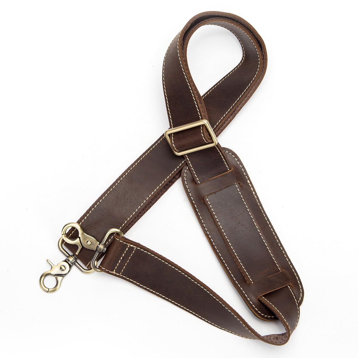 NIUCUNZH Genuine Leather Shoulder Strap, Bag Strap Replacement, 60 inches Long, Adjustable with Comfortable Pad