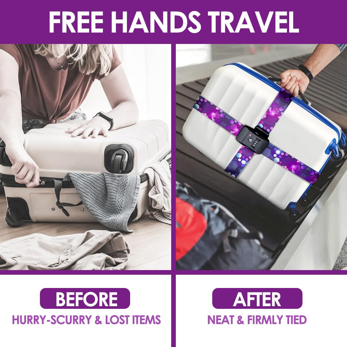 TSA Adjustable Travel Luggage Strap Suitcase Belt Travel Bag Accessories 1.96 in W x 6.23 ft L