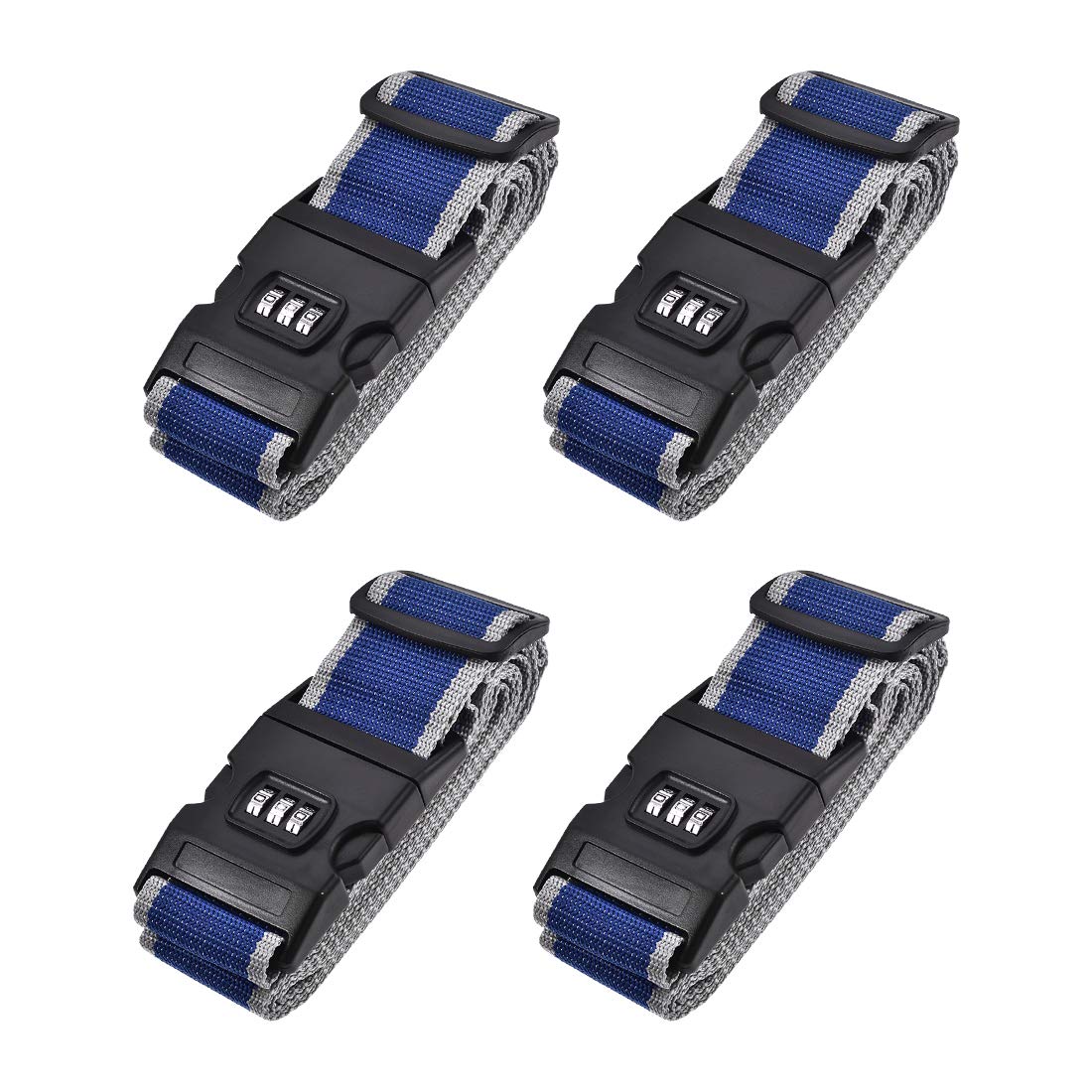 uxcell Luggage Straps Suitcase Belts with Buckle, Combination Lock, 2Mx5cm Adjustable PP Travel Bag Packing Accessories, Orange Gray 4Pcs
