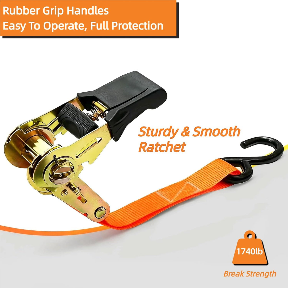 Ratchet Tie Down Straps 8PK, 1in x 16ft, 1740lb Break Strength